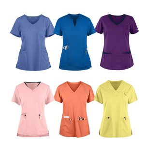 OFERTA ESPECIAL Top camisa médica uniforme enfermera Hospital ropa transpirable cómodo cuello en V manga corta mujeres SAOMAI - Product Image 6