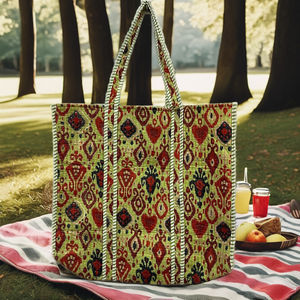 Eco Friendly Floral Cotton Lightweight <b>Shopping</b> <b>Bag</b> Handmade Block Print Quilted Tote <b>Bag</b> with Handy Inside Pocket Tote <b>Bags</b> - Product Image 1