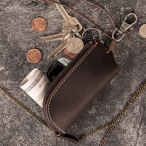 Organisateur d'accessoires en cuir de qualité supérieure avec plusieurs crochets pour clés et compartiment pour cartes, porte-clés en cuir véritable, organiseur de clés de voyage - Product Image 4