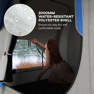 Tenda SUV Impermeabile da 2000mm con 3 Porte e Finestra a Rete, per 5-6 Persone, da Campeggio e Viaggio, in Tela Grigia e Blu, Capacità 2 Persone - Product Image 6
