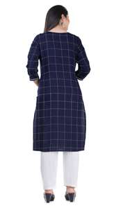 คุर्ติผ้าฝ้าย 100% ทรงเอไลน์ คอวี แขนระบาย แต่งลูกไม้ ช่วงเอวทรงเอ็มไพร์ ยาวกรอมพื้น ดีไซน์หรูหรา โดดเด่น สวยงาม เป็นมิตรต่อสิ่งแวดล้อม - Product Image 3