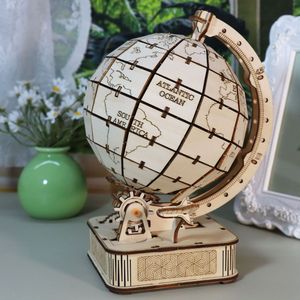 Globo Terrestre 3D in Legno Tagliato al Laser, Kit Educativo Fai-da-Te, Regalo di Natale Artigianale per Bambini, Giocattolo Decorativo in Plastica da Assemblare - Product Image 1