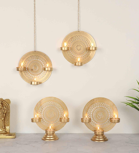 Ensemble de 4 supports muraux pour bougies Mandala et bougeoirs décoratifs pour bougies chauffe-plat, motif Om, décoration spirituelle pour la maison, cadeau - Product Image 1