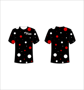 T-shirt à manches courtes pour homme Ferocious, motif à pois noir, rouge et blanc, impression par sublimation, respirant, coupe classique, col rond, vêtements décontractés - Product Image 1