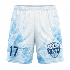 Shorts pour homme Glacier Peak FC à motif géométrique, impression sublimée, taille élastique, 100% polyester, respirant, toutes saisons - Product Image 1