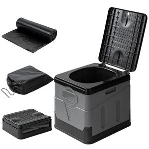 WC Portatile per Auto e Campeggio con Borsa per il Trasporto, per Nautica, Escursionismo, Viaggi all'Aperto, Toilette Pieghevole d'Emergenza con Coperchio e Sacchetti per Rifiuti - Product Image 1