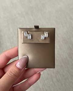 Toi Et Moi <b>Emerald</b> Lab Grown Diamond <b>Stud</b> <b>Earrings</b> Wholesale 14K Solid Gold Two Stone Modern Minimalist Fine Jewelry Manufacture - Product Image 5