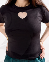 T-shirts courts pour femmes, style vintage, formels, de qualité supérieure, en coton extensible respirant, écologiques, coupe ajustée, avec boutons et découpe en forme de cœur