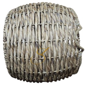 Vintage Natural Water Hyacinth Basket storage wire <b>framed</b> rope handle - Product Image 3