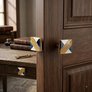 Poignée de meuble en bois de haute qualité, forme carrée, faite à la main, design moderne en relief, tirettes décoratives pour tiroirs, bois haut de gamme - Product Image 5
