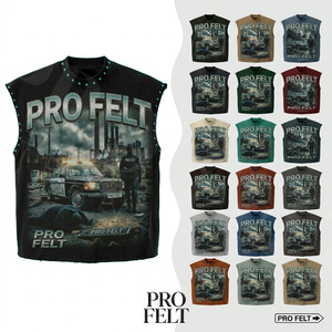 Accepted private Label Whole Sale Graphic Sleeveless Tank Top Streetwear Washed Cotton Punk Summer Casual Oversized T Shirt - Product Image 1