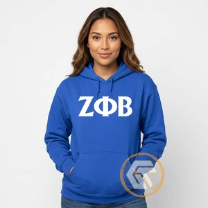 GREEK TREASURES สินค้ามาใหม่ เสื้อฮู้ดปักโลโก้ตามสั่ง Zeta Phi Beta สำหรับผู้หญิง ผ้าฝ้าย 100% ระบายอากาศได้ดี ผ้าฟลีซสำหรับฤดูหนาว - Product Image 3