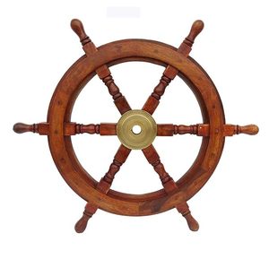 Volant de bateau en bois de luxe, décoration murale nautique, volant de direction maritime fait main, décoration de maison côtière - Product Image 1