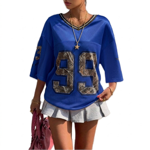 Maillot de football américain unisexe style streetwear OEM pour homme, coupe courte en maille, style vintage américain - Product Image 4