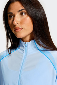 Veste coupe-vent légère bleue zippée et ensemble court pour femmes, vêtements de sport décontractés, ensemble de survêtement deux pièces pour femmes - Product Image 3