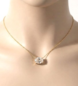 Collier minimaliste en or massif 10K 14K 18K avec pendentif en diamant de laboratoire taille ovale de 0,8 à 3,0 carats, couleur E, clarté VVS, cadeau de mariage - Product Image 6