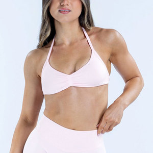 100% <b>Nylon</b> <b>Ladies</b> Gym Sports High Quality V Neck Backless Yoga Activewear Bra Summer Wear Lightweight Solid Color Padded Plain - Product Image 3