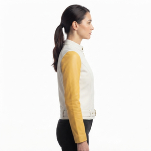 Chaqueta de Cuero para Motociclista Personalizada para Mujer, Chaqueta de Moto de Alta Calidad con Cinturón para Mujer - Product Image 3