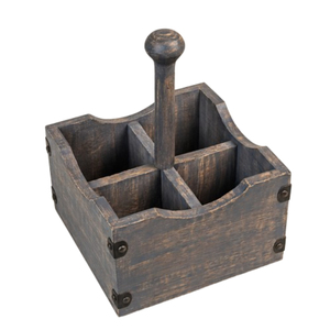Handcrafted Rustic Wooden Utensil Holder For <b>Kitchen</b> Countertop Space-Saving 3-Compartment Cutlery <b>Caddy</b> & Spatula Organizer - Product Image 2