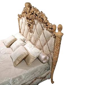 Offre Spéciale : Ensemble de Chambre Emma Luxe Classique, Cadre de Lit Capitonnée Dorée Sculptée, Style Européen Élégant - Product Image 4