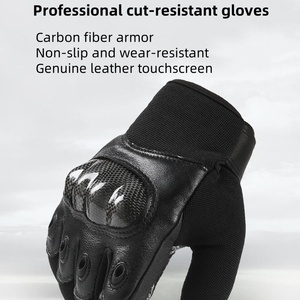 Gants de course en cuir à doigts entiers avec découpes en forme de diamant, respirants, fermeture à boutons, unisexes, pour la conduite en extérieur - Product Image 3
