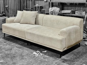 Modern Natural Wood Couch 2 Seater 220x85cm <b>Foam</b> Fabric <b>Sofa</b> Minimalist Vietnam Design - Product Image 5