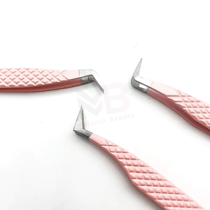 Pinzas para Pestañas con Puntas de Fibra, Marca Privada, Agarre de Diamante Personalizado, Pinzas Rectas para Volumen con Punta de Fibra para Uso Profesional - Product Image 3