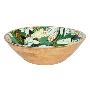 Frutero de Madera de Primera Calidad con Diseño Floral Esmaltado, Vajilla para Servir Ensaladas, Tazón para Comida, Tazón para Servir - Product Image 1