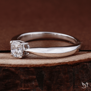 0.50 carat cushion cut lab grown diamond <b>ring</b> pinched shank <b>solitaire</b> 10K white gold delicate engagement <b>ring</b> - Product Image 2