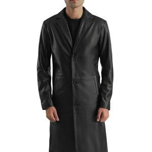Abrigo largo de cuero genuino para hombre, estilo urbano de invierno, abrigo largo cálido y a la moda para hombre - Product Image 4