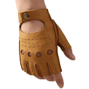Guantes de cuero de vaca para hombres y mujeres para entrenamiento de combate táctico Guantes de conducción sin dedos para escenas de fiesta diarias al aire libre - Product Image 1