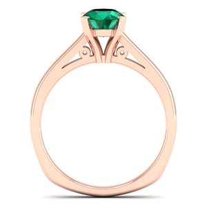 REYES New Design 14K Solid Gold Round Cut 0.75Ct Emerald Gemstone Solitaire <b>Rings</b> For Women <b>Custom</b> Anniversary Gift Fine Jewelry - Product Image 4
