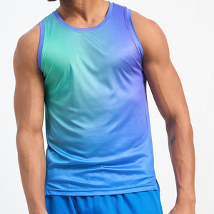 With Wholesale Rate New Arrival OEM ODM Service Quick Dry Sporty O-Neck Sleeveless Gym Activewear Blue Green Purple <b>Singlets</b> - Product Image 1