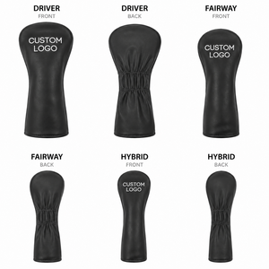 Manufacture Custom Logo PU Leather <b>Golf</b> Head Covers Solid Black Driver Fairway Wood Hybrid Protector <b>Golf</b> Driver Head Covers - Product Image 2