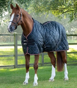 Manta para Caballo Azul Marino, Lona Oxford 600D, Forro Polar Impermeable, Cuello Estándar, Solapa Grande para la Cola, Accesorios de Latón, Uso en Exteriores - Product Image 6