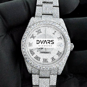 Reloj de Lujo con Incrustaciones de Moissanita y Cuarzo, Diseño Camuflaje, para Hombre, Negro y Blanco, con Diamantes, Estilo Hip Hop, Personalizable - Product Image 1