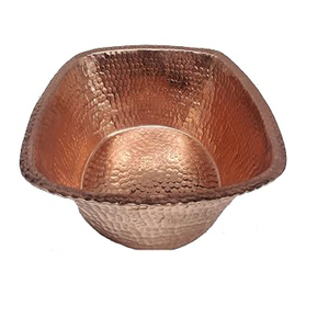 Cuenco de cobre auténtico para baño y hammam, cuencos cuadrados de cobre martillado para pies con acabado brillante. - Product Image 4
