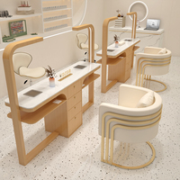Ensemble de table de manucure de luxe avec chaise, poste de travail pour ongles avec collecteur de poussière, lampe et tiroirs pour salon de beauté