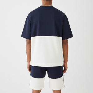 T-shirt de sport en coton 100% de qualité supérieure, imprimé avec un logo personnalisé, coupe régulière, ensemble de 2 pièces, style streetwear pour homme - Product Image 2