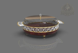 Support à gâteau en acier inoxydable et verre avec cloche en verre, support de présentation de desserts écologique pour boulangerie, blanc doré, passe au lave-vaisselle - Product Image 5