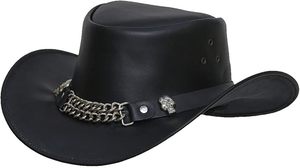 Sombrero de Vaquero Personalizado con Logotipo, Cuero de Vaca de Primera Calidad, Hecho a Mano, con Diseño de Calavera - Product Image 3