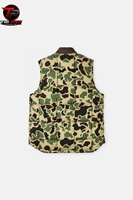 Gilet matelassé camouflage pour homme, idéal pour la chasse en extérieur, avec col montant côtelé, fermeture éclair intégrale, poches chauffe-mains et poches avant, chaud et isolé pour l'automne