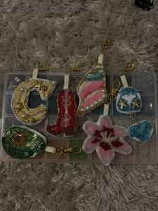 Luxury Handmade Embroidered Beaded Keychain Colorful Floral Key Ring Decorative Purse and <b>Backpack</b> Accessory - Product Image 5