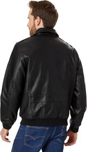 Chaqueta Bomber de Cuero Vacuno Negro para Hombre con Cuello de Piel de Oveja, Cierre de Cremallera, Corte Regular, Estilo Motociclista de Invierno - Product Image 4