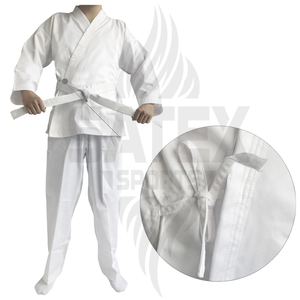 Ensemble d'uniformes de karaté pour adultes de haute qualité à manches longues avec logo frontal en polyester/coton, séchage rapide et respirant pour les sports d'arts martiaux - Product Image 3