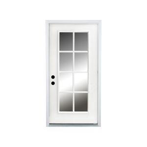 36 In. X 80 In. Porta d'ingresso in fibra di vetro con inserti bianchi da 8 Lite a destra con ingresso in vetro frontale trasparente in vetro trasparente - Product Image 1