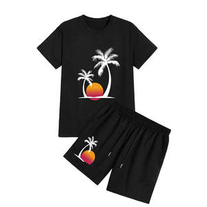 Ensembles décontractés deux pièces pour hommes en tissu éponge de haute qualité, t-shirts à manches courtes et shorts 100 % coton, séchage rapide, vêtements de sport, vente en gros - Product Image 1
