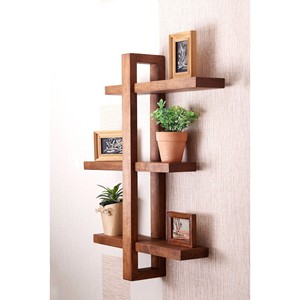 Estante de Pared Artesanal de Madera de Sheesham - Decoración de Pared de Madera con Acabado en Nogal - Product Image 1
