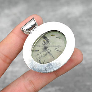 Pendentif en argent Sterling 925 massif fait à la main, pendentif en Prehnite carré, pendentif anniversaire, pierre de naissance Balance - Product Image 2