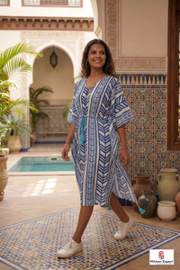 Printed Rayon <b>Kaftan</b> Dress Women V Neck A Line Resort Wear OEM ODM Manufacturer Customized Fabric Supplier - Product Image 4